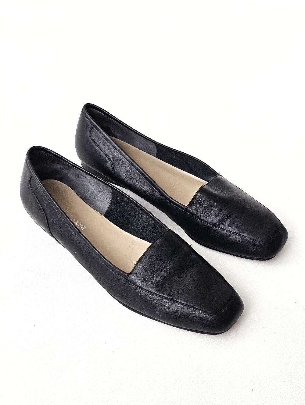Enzo Angiolini Liberty Black Leather Loafers Flats Square Toe Comfort Shoes 11M